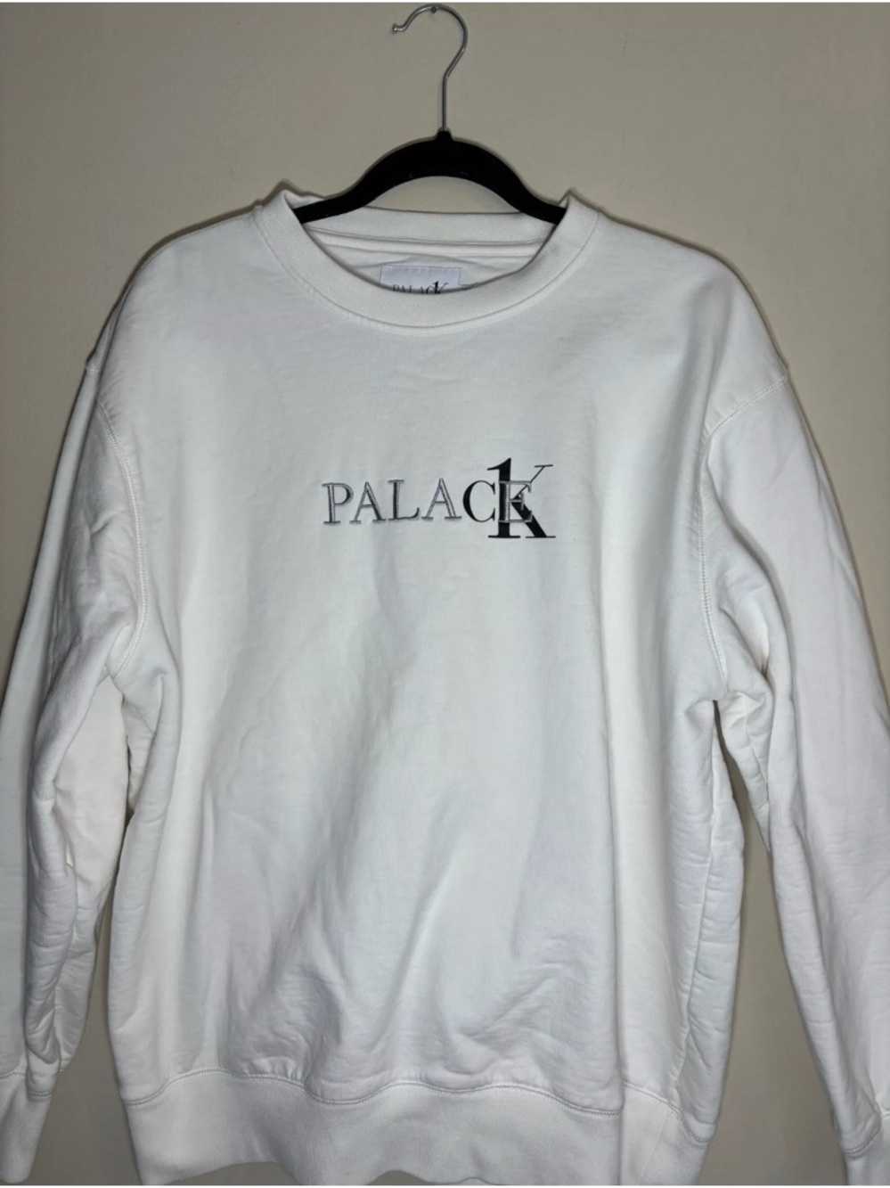 Palace x Calvin Klein White Crewneck Sweatshirt with Black Logo